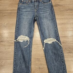 Levi's Distressed Straight Leg Jeans - Classic Blue